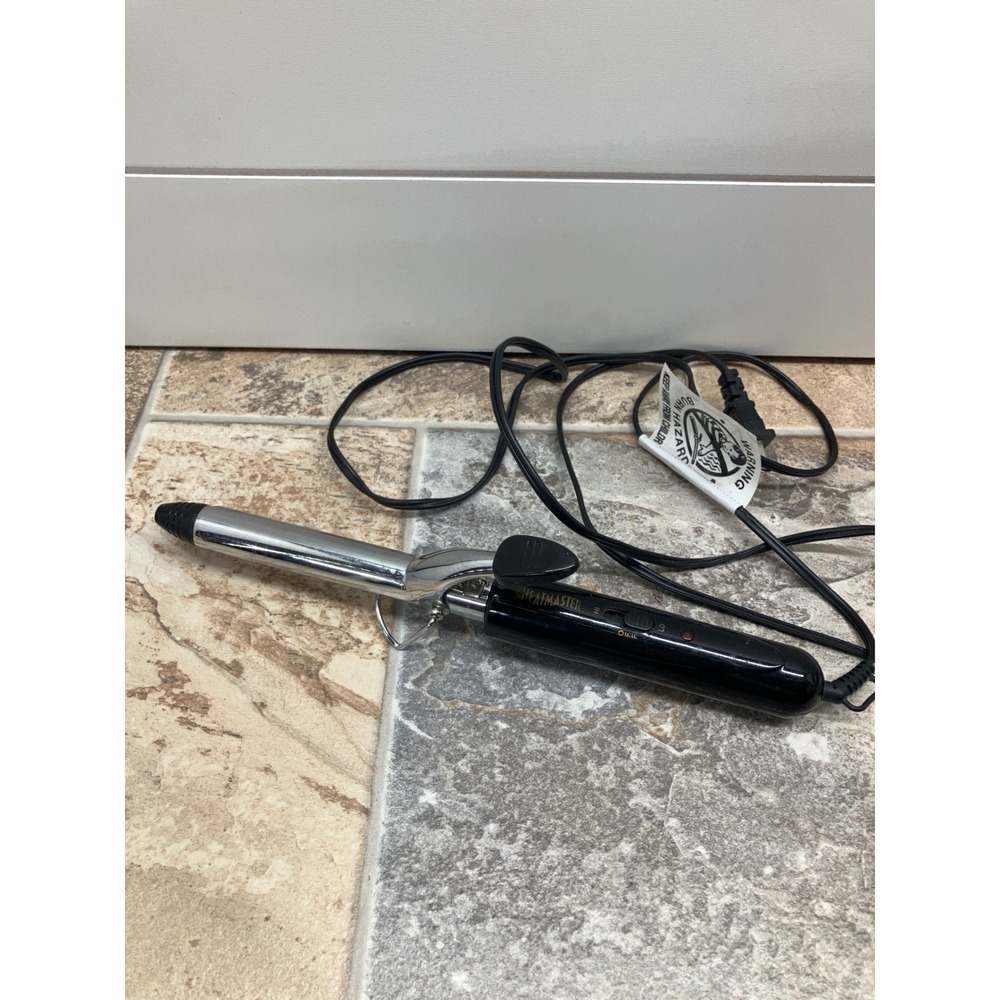 Heatmaster 1 Inch Curling Iron Black Silver Chrome Barrel High Low Heat Setting